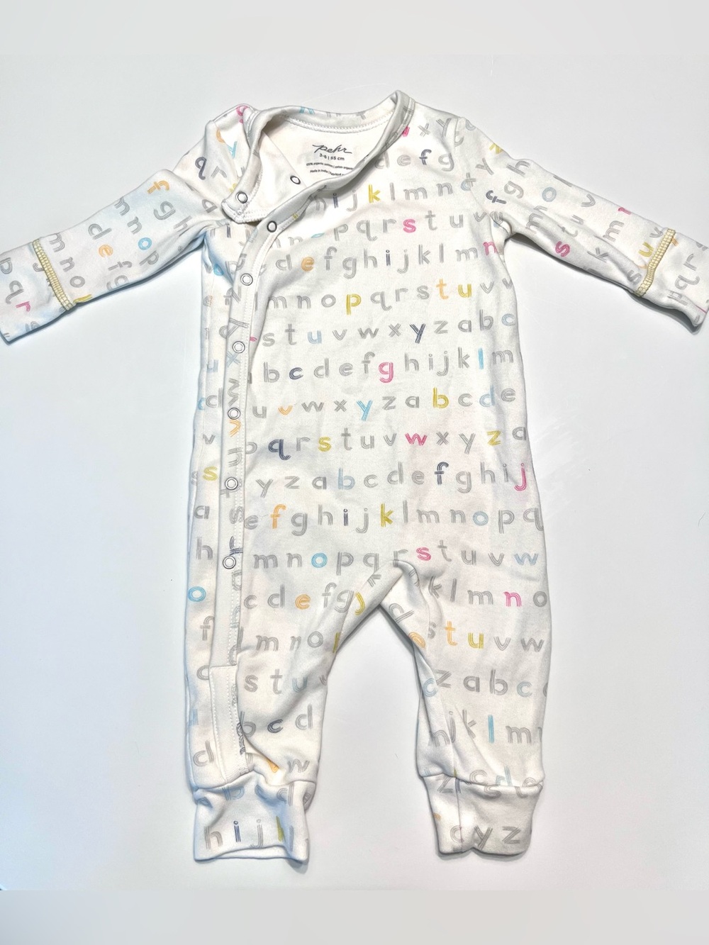 Pehr Alphabet Print Wrap Long Sleeve Onesie